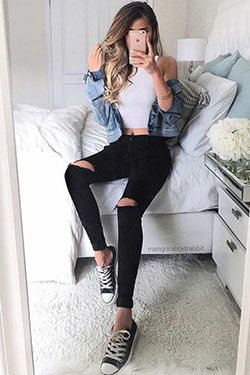 Tumblr Outfits Ideas for Middle School Girls: Fashion photography,  Jean jacket,  School uniform,  School Outfits Tumblr  
