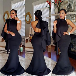 One shoulder mermaid gown for African wedding guests: party outfits,  Cocktail Dresses,  Evening gown,  Maxi dress,  Wedding Guests Dresses  