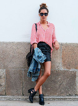 Striped Shirt with Black Skirt for Teenagers: Camisa Listrada  