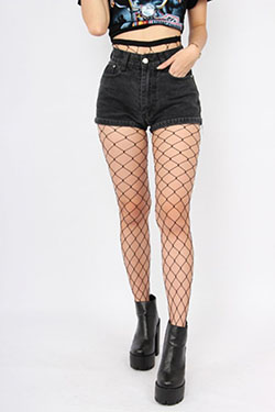 Fishnet stockings with shorts for girls: See-Through Clothing,  Glowing Fishnet Outfit  