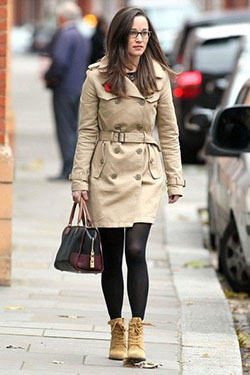 Flat Ankle Boots With Leggings: Trench coat,  Pippa Middleton  