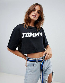 Cool Outfit With Crop Top For Teen Girls: Crop top,  Polo neck,  Tommy Hilfiger,  Tommy Hilfiger Tops  