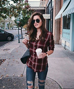 Checked Flannel Shirts For Girls: Flannel Shirt Outfits,  Plaid Shirt  