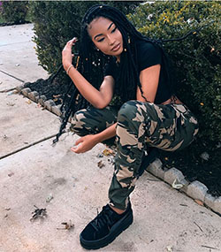 Karin jinsui in faux locs: Lace wig,  Box braids,  Military Outfit Ideas  