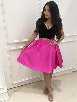 Black And Pink Cocktail Dress For Debut: party outfits,  Cocktail Dresses,  Evening gown,  Pink Outfits Ideas  
