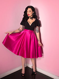Pink And Black Swing Skirt Outfit For Cocktail Party: Cocktail Dresses,  Pencil skirt,  Lindy Bop,  Pink Outfits Ideas,  Top Outfits  