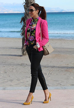 Latest Hot Pink And Black Suit jacket: Pink Outfits Ideas,  Suit jacket  