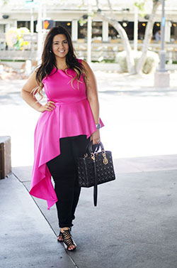 Casual Black And Pink Dress For Plus Size: Plus-Size Model,  Pink Outfits Ideas  
