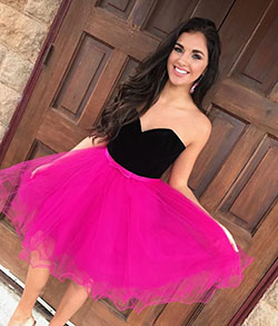 Short hot pink and black dress: party outfits,  Cocktail Dresses,  Evening gown,  Pink Outfits Ideas  