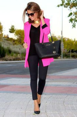 Black and pink outfit With High-heeled shoe: High-Heeled Shoe,  Pink Outfits Ideas  