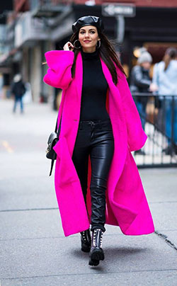 Best Winter Black And Pink Elegant Outfit 2019: Fashion week,  New York,  Victoria Justice,  Pink Outfits Ideas  