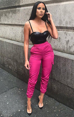 Pink And Black Outfits For Ladies: black pants,  Pink Outfits Ideas  