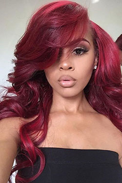 Burgundy Hair Color For Dark Skin: Hairstyle Ideas,  Red hair,  Lace Closures,  Hair Color Ideas  