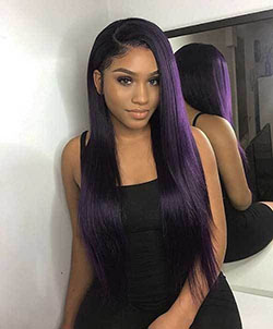 African American Long Purple Hair On Dark Skin: Lace wig,  Hair Color Ideas,  Dark purple,  Purple Hairstyles For Long Hairs  