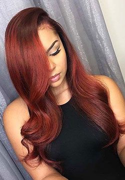 Natural Burgundy Hair On Dark Skin: Lace wig,  Red hair,  Regular haircut,  Hair Color Ideas  