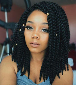Shoulder length crochet braids hairstyle: Afro-Textured Hair,  Bob cut,  Crochet braids,  Box braids,  French braid  