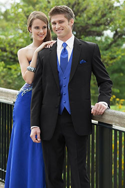Matching Royal Blue Cute Prom Couple, Formal wear: Evening gown,  Semi-Formal Wear,  Homecoming Outfits,  Prom Suit  