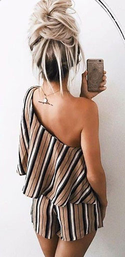 Trendy Cute Outfits With Messy Buns: Strapless dress,  Long hair,  Messy Bun Outfits  