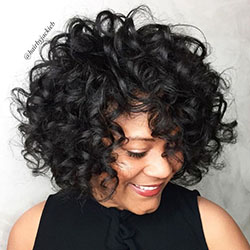 Bouncy curly peruvian Hair Style: Lace wig,  Afro-Textured Hair,  Bob cut,  Jheri Curl,  Short Curly Hairs  