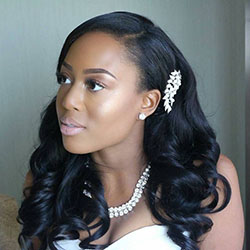 Half Up Half Down Hairstyles For Dark Hair: Long hair,  African Bridesmaids Hairstyles  