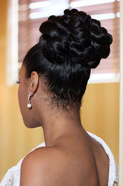 African american updo hairstyle, Black hair: Afro-Textured Hair,  Long hair,  African Americans,  French braid,  African Wedding Hairstyles  