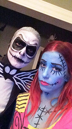 Scary Couple Face Paint Jack Skellington Halloween Costume Ideas: Halloween costume,  Christmas Day  