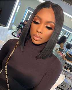 Shoulder Length African American Feathered Bob Hairstyles: Lace wig,  Bob cut,  Hair straightening,  Bob Hairstyles  