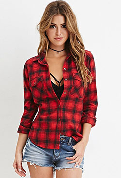 Stylish Red Flannel Outfit Women 2019: Western wear,  shirts,  Flannel Shirt Outfits,  Plaid Shirt  