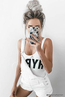 Baddie Messy Bun Outfits With Distressed Denim Overall: Romper suit,  Messy Bun Outfits  