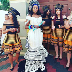 Beautiful Shweshwe Bridesmaids Traditional Wedding Dresses: Shweshwe Dresses,  Folk costume  