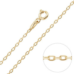 9ct Yellow Gold Plated 1.5mm Diamond Cut Cable Trace Chain Necklace £13.00: necklace  