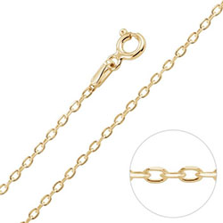 9ct Yellow Gold Plated 1.5mm Diamond Cut Cable Trace Chain Necklace £13.00: 