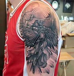 Most Desirable San Miguel Arcangel Sleeve Tattoo on Stylevore