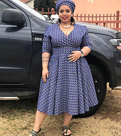 Traditional South African Shweshwe Dresses For Plus Size: Cocktail Dresses,  Evening gown,  African Dresses,  Shweshwe Dresses,  Folk costume  