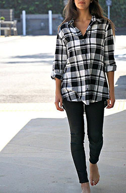 Summer Flannel Shirt Outfit With Slim-fit pants, Casual wear: Slim-Fit Pants,  Flannel Shirt Outfits,  Plaid Shirt  