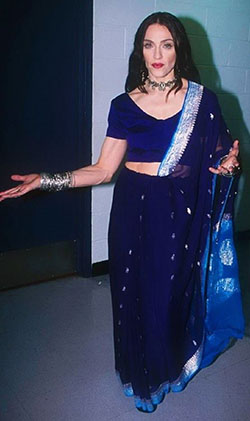 Madonna In Blue Saree: Selena Gomez,  Paris Hilton,  Hollywood Celebrities In Saree,  Hot Girls In Saree  