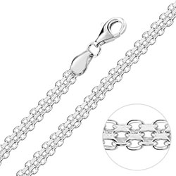 Sterling Silver 4.4mm Bismark Chain Necklace: 