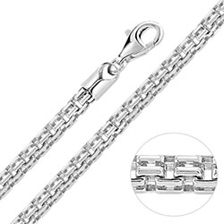 Sterling Silver 4mm Double Box Chain Necklace Diamond Cut: 