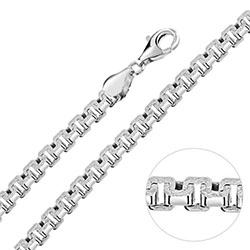 Sterling Silver 5.4mm Greek Box Pave Chain Necklace £142.00: 