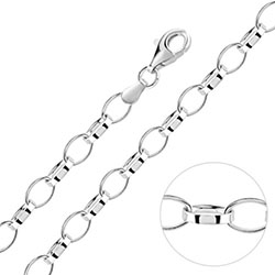 Sterling Silver 4.9mm Oval Belcher Chain Necklace £36.00: 
