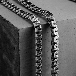 Sterling Silver 4.6mm Greek Box Pave Chain Necklace £108.00: 