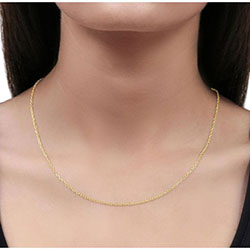 9ct Yellow Gold Plated 2mm Diamond Cut Cable Trace Chain Necklace £17.00: 