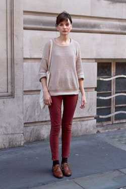 Skinny jeans and brogues women: Slim-Fit Pants,  Oxford shoe,  Brogue shoe  