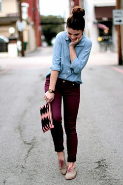 Outfits with maroon pants, Oxford shoe: Slim-Fit Pants,  Oxford shoe,  Girl Shoe Trends  