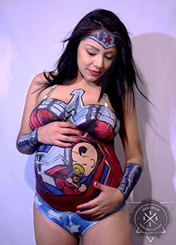 Superhero Pregnant Halloween Costumes: Baby shower,  Wonder Woman,  Halloween Costumes Pregnant  