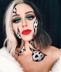 Cruella deville halloween makeup: Halloween costume,  Make-Up Artist,  Halloween Makeup Ideas  