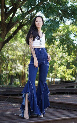 Bell-bottom Outfit Vintage clothing, Y/Project: Slim-Fit Pants,  Vintage clothing,  Flared Pants  