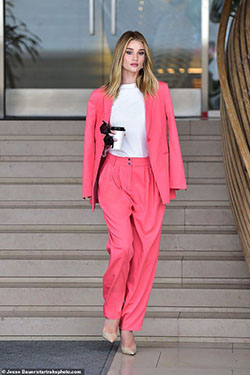 Rosie Huntington Whiteley pink suit: Power Suit  