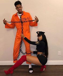 Dejounte murray and jilly, Halloween costume: Halloween costume,  party outfits,  Dejounte Murray,  Couples Halloween Costumes,  Police Costume  