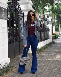 Classy flared pants outfit: Wide-Leg Jeans,  Flared Pants  